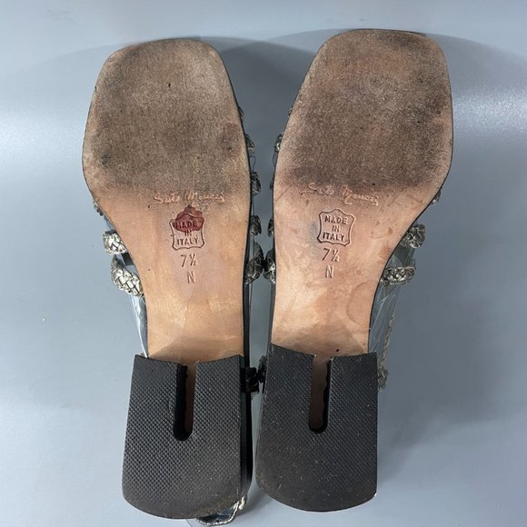 Sesto Meucci Woven Silver Metallic Leather Sandals, Size 7 1/2 - Picture 8 of 11
